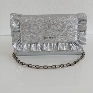 Ted Baker Silver Ruffle Clutch crossbody bag